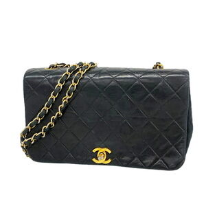 Chanel Matelassé Chain Shoulder Bag, Lambskin, Black, Women's